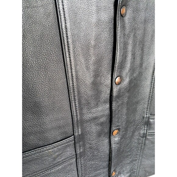Men's MB ELITE Black Genuine Leather Motorcycle Riding Vest L-XL - Picture 12 of 14